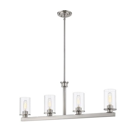 Z-Lite Savannah 4 Light Island/Billiard, Brushed Nickel & Clear 462-4L-BN